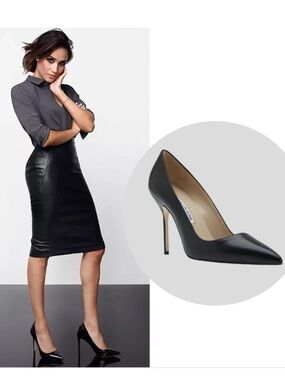 Manolo Blahnik BB 90 Matte Black Nappa Leather Pointed Toe Pumps Size: 39.5 / 9